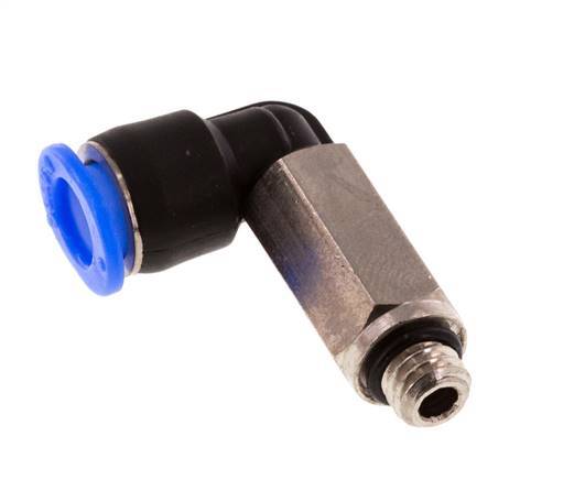 6mm x M 6 90 graden L-verbinding Messing/PBT Insteekfitting Buitendraad Lange Huls Draaibaar Compact Ontwerp NBR [2 Stuks]