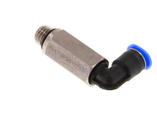 4mm x M 7 90 graden L-verbinding Messing/PBT Insteekfitting Buitendraad Lange Huls Draaibaar Compact Ontwerp NBR [2 Stuks]