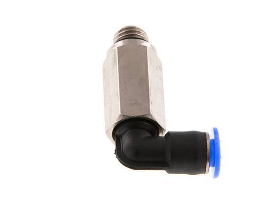 4mm x M 7 90 graden L-verbinding Messing/PBT Insteekfitting Buitendraad Lange Huls Draaibaar Compact Ontwerp NBR [2 Stuks]