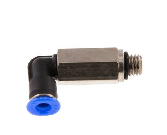 4mm x M 7 90 graden L-verbinding Messing/PBT Insteekfitting Buitendraad Lange Huls Draaibaar Compact Ontwerp NBR [2 Stuks]