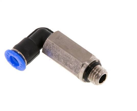 4mm x M 7 90 graden L-verbinding Messing/PBT Insteekfitting Buitendraad Lange Huls Draaibaar Compact Ontwerp NBR [2 Stuks]