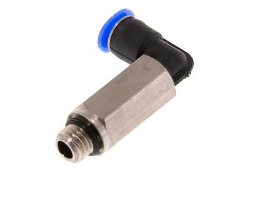 4mm x M 7 90 graden L-verbinding Messing/PBT Insteekfitting Buitendraad Lange Huls Draaibaar Compact Ontwerp NBR [2 Stuks]