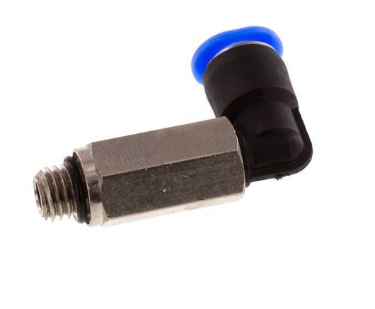 6mm x M 7 90 graden L-verbinding Messing/PBT Insteekfitting Buitendraad Lange Huls Draaibaar Compact Ontwerp NBR [2 Stuks]