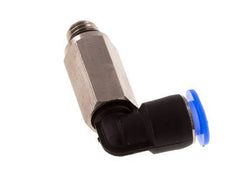 6mm x M 7 90 graden L-verbinding Messing/PBT Insteekfitting Buitendraad Lange Huls Draaibaar Compact Ontwerp NBR [2 Stuks]