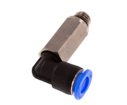 6mm x M 7 90 graden L-verbinding Messing/PBT Insteekfitting Buitendraad Lange Huls Draaibaar Compact Ontwerp NBR [2 Stuks]