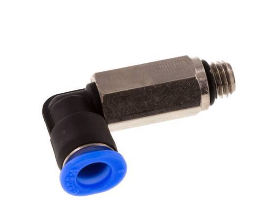 6mm x M 7 90 graden L-verbinding Messing/PBT Insteekfitting Buitendraad Lange Huls Draaibaar Compact Ontwerp NBR [2 Stuks]