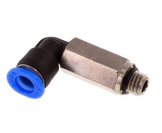 6mm x M 7 90 graden L-verbinding Messing/PBT Insteekfitting Buitendraad Lange Huls Draaibaar Compact Ontwerp NBR [2 Stuks]