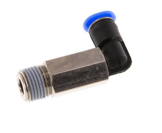 4mm x R1/8'' 90deg Elbow Push-in Fitting with Male Threads Brass/PBT NBR Long Sleeve Rotatable Compact Design [2 Pieces]