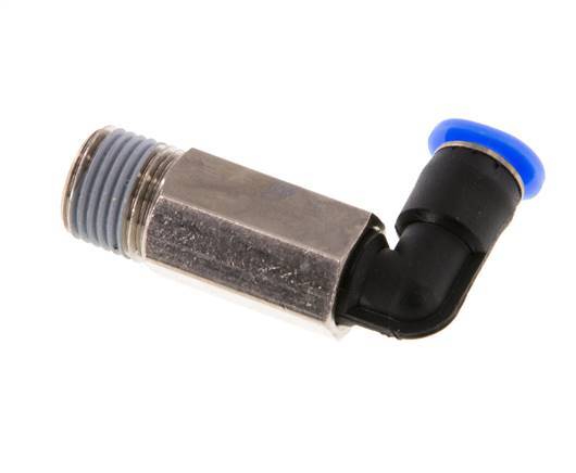 4mm x R1/8'' 90deg Elbow Push-in Fitting with Male Threads Brass/PBT NBR Long Sleeve Rotatable Compact Design [2 Pieces]