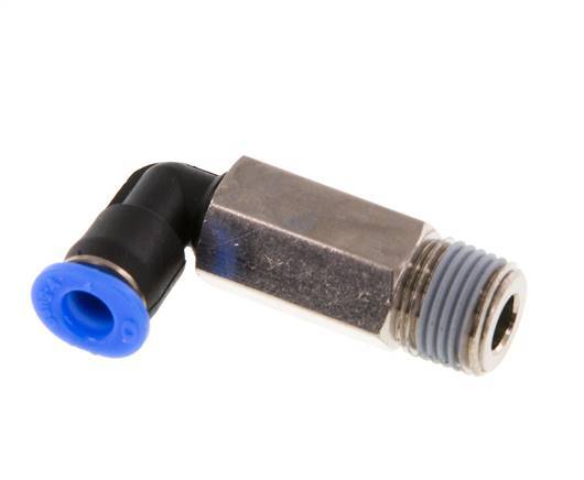4mm x R1/8'' 90 graden L-verbinding Messing/PBT Insteekfitting Buitendraad Lange Huls Draaibaar Compact Ontwerp NBR [2 Stuks]