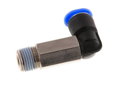 6mm x R1/8'' 90deg Elbow Push-in Fitting with Male Threads Brass/PBT NBR Long Sleeve Rotatable Compact Design [2 Pieces]