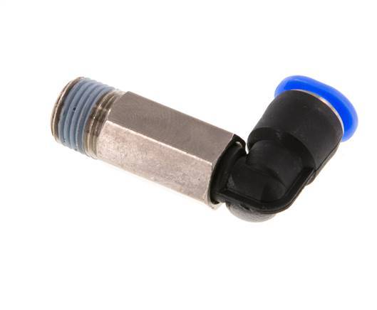 6mm x R1/8'' 90 graden L-verbinding Messing/PBT Insteekfitting Buitendraad Lange Huls Draaibaar Compact Ontwerp NBR [2 Stuks]