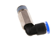 6mm x R1/8'' 90deg Elbow Push-in Fitting with Male Threads Brass/PBT NBR Long Sleeve Rotatable Compact Design [2 Pieces]