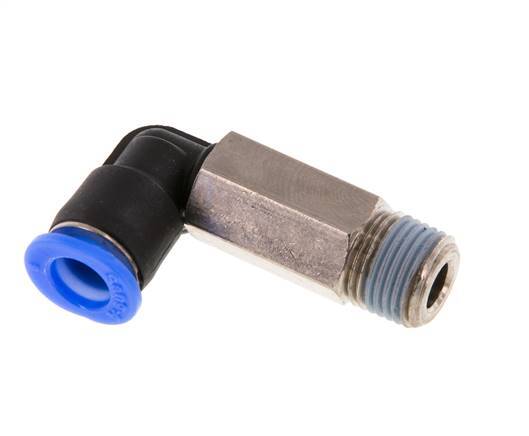 6mm x R1/8'' 90 graden L-verbinding Messing/PBT Insteekfitting Buitendraad Lange Huls Draaibaar Compact Ontwerp NBR [2 Stuks]