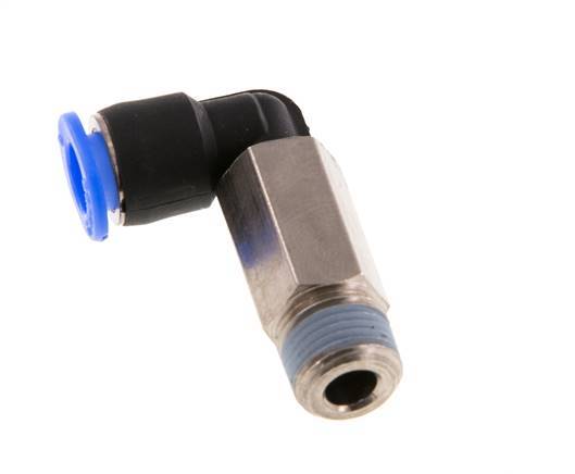 6mm x R1/8'' 90 graden L-verbinding Messing/PBT Insteekfitting Buitendraad Lange Huls Draaibaar Compact Ontwerp NBR [2 Stuks]