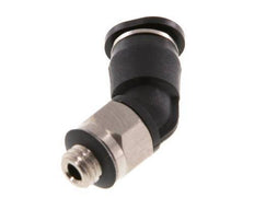 4mm x M 5 45 graden L-verbinding Messing/PBT Insteekfitting Buitendraad Compact Ontwerp NBR