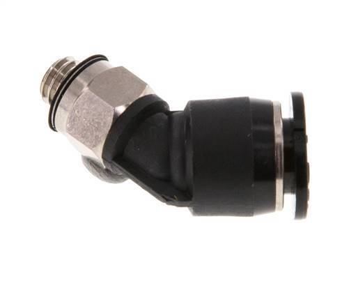 6mm x M 5 45 graden L-verbinding Messing/PBT Insteekfitting Buitendraad Compact Ontwerp NBR