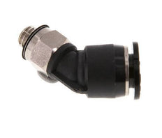 6mm x M 5 45 graden L-verbinding Messing/PBT Insteekfitting Buitendraad Compact Ontwerp NBR