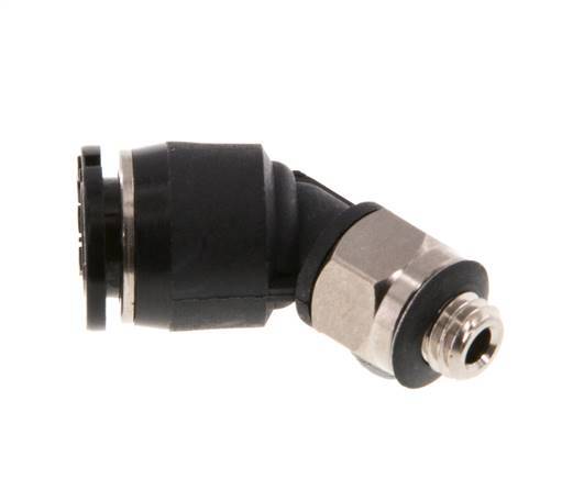 6mm x M 5 45 graden L-verbinding Messing/PBT Insteekfitting Buitendraad Compact Ontwerp NBR