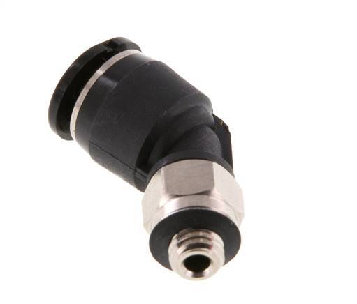 6mm x M 5 45 graden L-verbinding Messing/PBT Insteekfitting Buitendraad Compact Ontwerp NBR