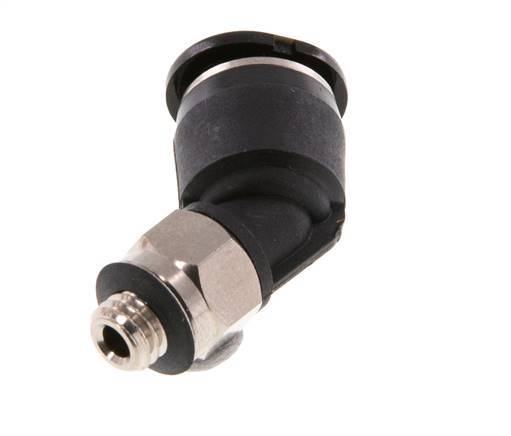 6mm x M 5 45 graden L-verbinding Messing/PBT Insteekfitting Buitendraad Compact Ontwerp NBR