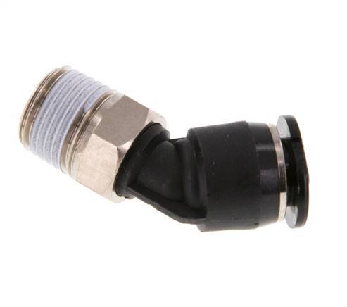 6mm x R1/8'' 45 graden L-verbinding Messing/PBT Insteekfitting Buitendraad Compact Ontwerp NBR