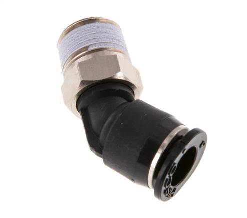 6mm x R1/8'' 45 graden L-verbinding Messing/PBT Insteekfitting Buitendraad Compact Ontwerp NBR