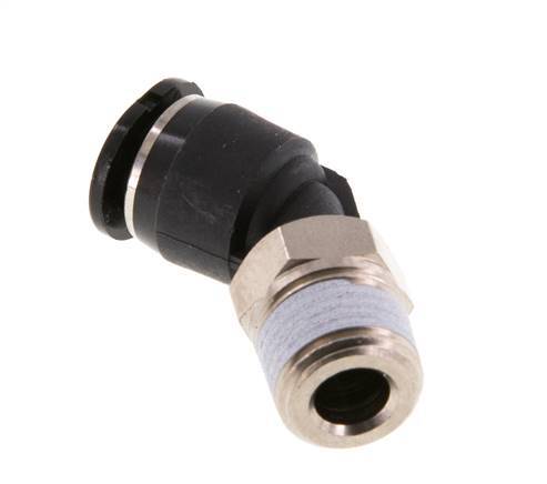 6mm x R1/8'' 45 graden L-verbinding Messing/PBT Insteekfitting Buitendraad Compact Ontwerp NBR