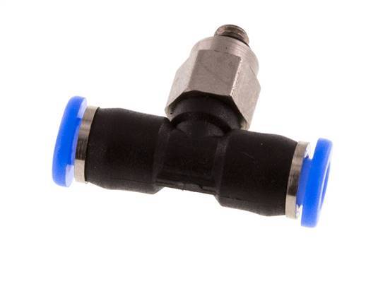 3mm x M 3 inline T-stuk Staal/PBT Insteekfitting Buitendraad Draaibaar Compact Ontwerp NBR [2 Stuks]