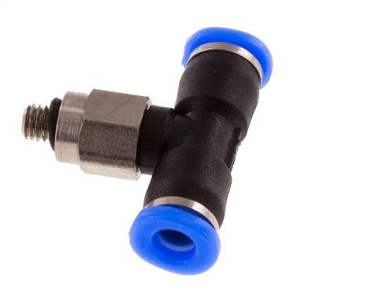 3mm x M 3 inline T-stuk Staal/PBT Insteekfitting Buitendraad Draaibaar Compact Ontwerp NBR [2 Stuks]