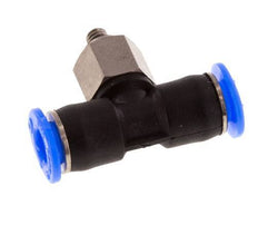 4mm x M 3 inline T-stuk Staal/PBT Insteekfitting Buitendraad Draaibaar Compact Ontwerp NBR [2 Stuks]