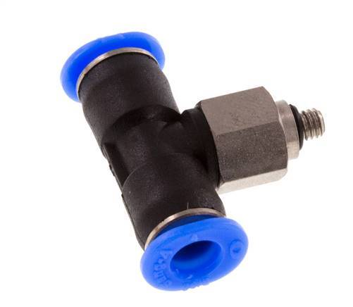 4mm x M 3 inline T-stuk Staal/PBT Insteekfitting Buitendraad Draaibaar Compact Ontwerp NBR [2 Stuks]