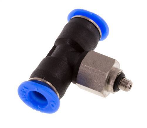 4mm x M 3 inline T-stuk Staal/PBT Insteekfitting Buitendraad Draaibaar Compact Ontwerp NBR [2 Stuks]
