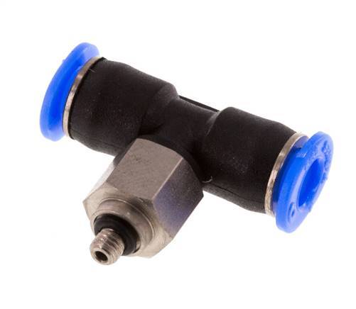 4mm x M 3 inline T-stuk Staal/PBT Insteekfitting Buitendraad Draaibaar Compact Ontwerp NBR [2 Stuks]