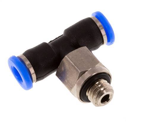 3mm x M 5 inline T-stuk Messing/PBT Insteekfitting Buitendraad Draaibaar Compact Ontwerp NBR [2 Stuks]