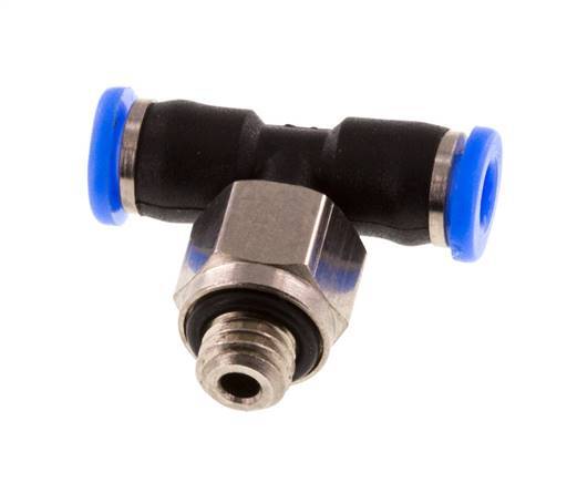 3mm x M 5 inline T-stuk Messing/PBT Insteekfitting Buitendraad Draaibaar Compact Ontwerp NBR [2 Stuks]