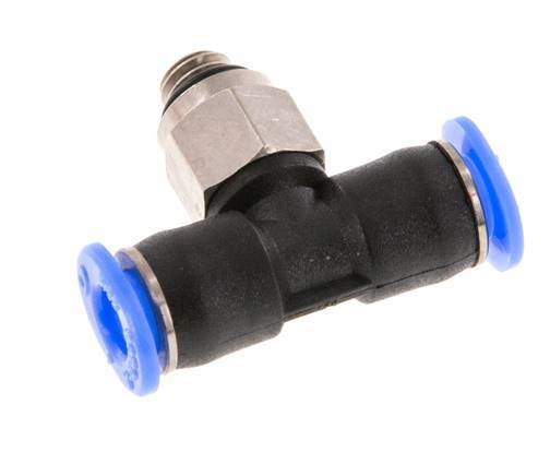4mm x M 5 inline T-stuk Messing/PBT Insteekfitting Buitendraad Draaibaar Compact Ontwerp NBR [2 Stuks]