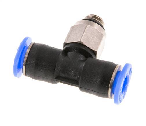 4mm x M 5 Inline Tee Push-in Fitting with Male Threads Brass/PBT NBR Rotatable Compact Design [2 Pieces]
