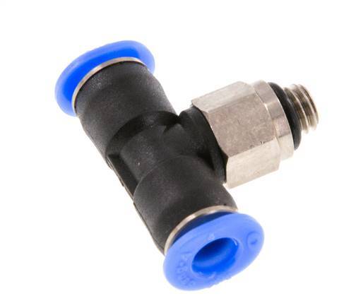 4mm x M 5 inline T-stuk Messing/PBT Insteekfitting Buitendraad Draaibaar Compact Ontwerp NBR [2 Stuks]
