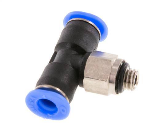 4mm x M 5 inline T-stuk Messing/PBT Insteekfitting Buitendraad Draaibaar Compact Ontwerp NBR [2 Stuks]