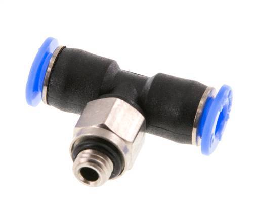 4mm x M 5 inline T-stuk Messing/PBT Insteekfitting Buitendraad Draaibaar Compact Ontwerp NBR [2 Stuks]