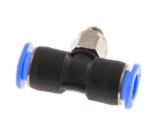 6mm x M 5 Inline Tee Push-in Fitting with Male Threads Brass/PBT NBR Rotatable Compact Design [2 Pieces]