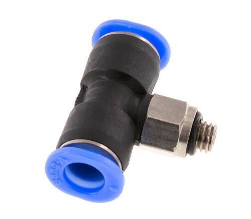 6mm x M 5 inline T-stuk Messing/PBT Insteekfitting Buitendraad Draaibaar Compact Ontwerp NBR [2 Stuks]