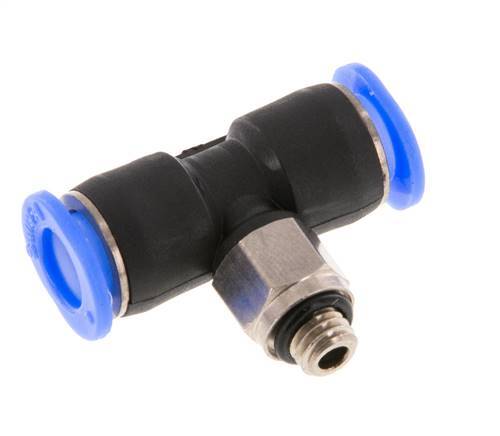 6mm x M 5 inline T-stuk Messing/PBT Insteekfitting Buitendraad Draaibaar Compact Ontwerp NBR [2 Stuks]