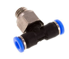 3mm x M 6 inline T-stuk Messing/PBT Insteekfitting Buitendraad Draaibaar Compact Ontwerp NBR [2 Stuks]