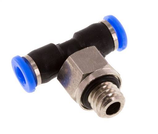 3mm x M 6 inline T-stuk Messing/PBT Insteekfitting Buitendraad Draaibaar Compact Ontwerp NBR [2 Stuks]
