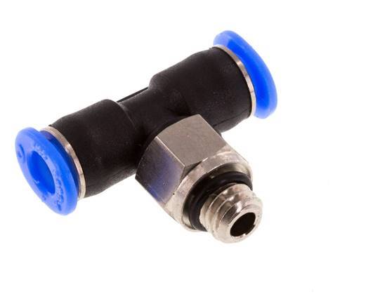 4mm x M 6 inline T-stuk Messing/PBT Insteekfitting Buitendraad Draaibaar Compact Ontwerp NBR [2 Stuks]