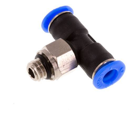 4mm x M 6 inline T-stuk Messing/PBT Insteekfitting Buitendraad Draaibaar Compact Ontwerp NBR [2 Stuks]