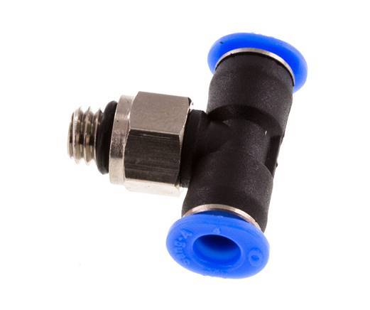 4mm x M 6 inline T-stuk Messing/PBT Insteekfitting Buitendraad Draaibaar Compact Ontwerp NBR [2 Stuks]