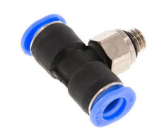 6mm x M 6 Inline Tee Push-in Fitting with Male Threads Brass/PBT NBR Rotatable Compact Design [2 Pieces]